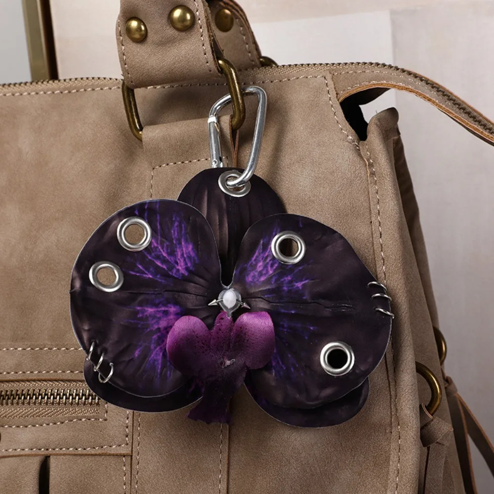 Sweet Simulation Flower Orchid Lily Keychain Backpack Decoration Gifts Simulation Flower Keyring Colorful Orchid Keychain