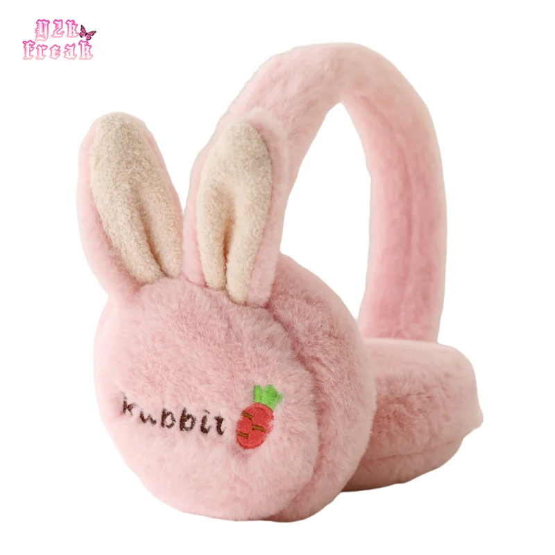 Y2K Rabit Plush Earmuffs Super Warm Cute Winter Accessories Rebellious Girl Headband Egirl Softgoth