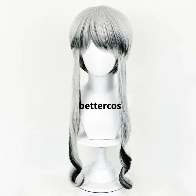

ff34Land of The Lustrous Ghost Quartz Cosplay Silver Black Mixed Synthetic Hair Heat Resistant Halloween Role Play + Wig Cap