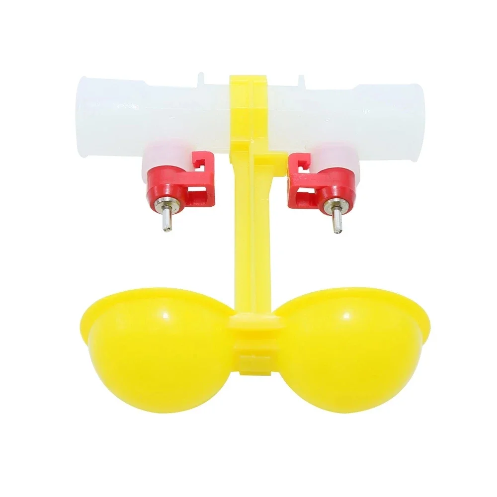 20 Sets Poultry Drinker Chicken Waterer Dual Ball Drinking Double Nipple Hanging Cups Pigeon Feeder Chicken Coop Water Supply