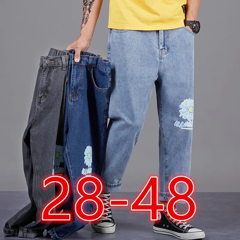 

Plus Size Men's Jeans Pants Wide Leg Denim Pants Big Size 28-48 Male Casual Long Trousers Pants