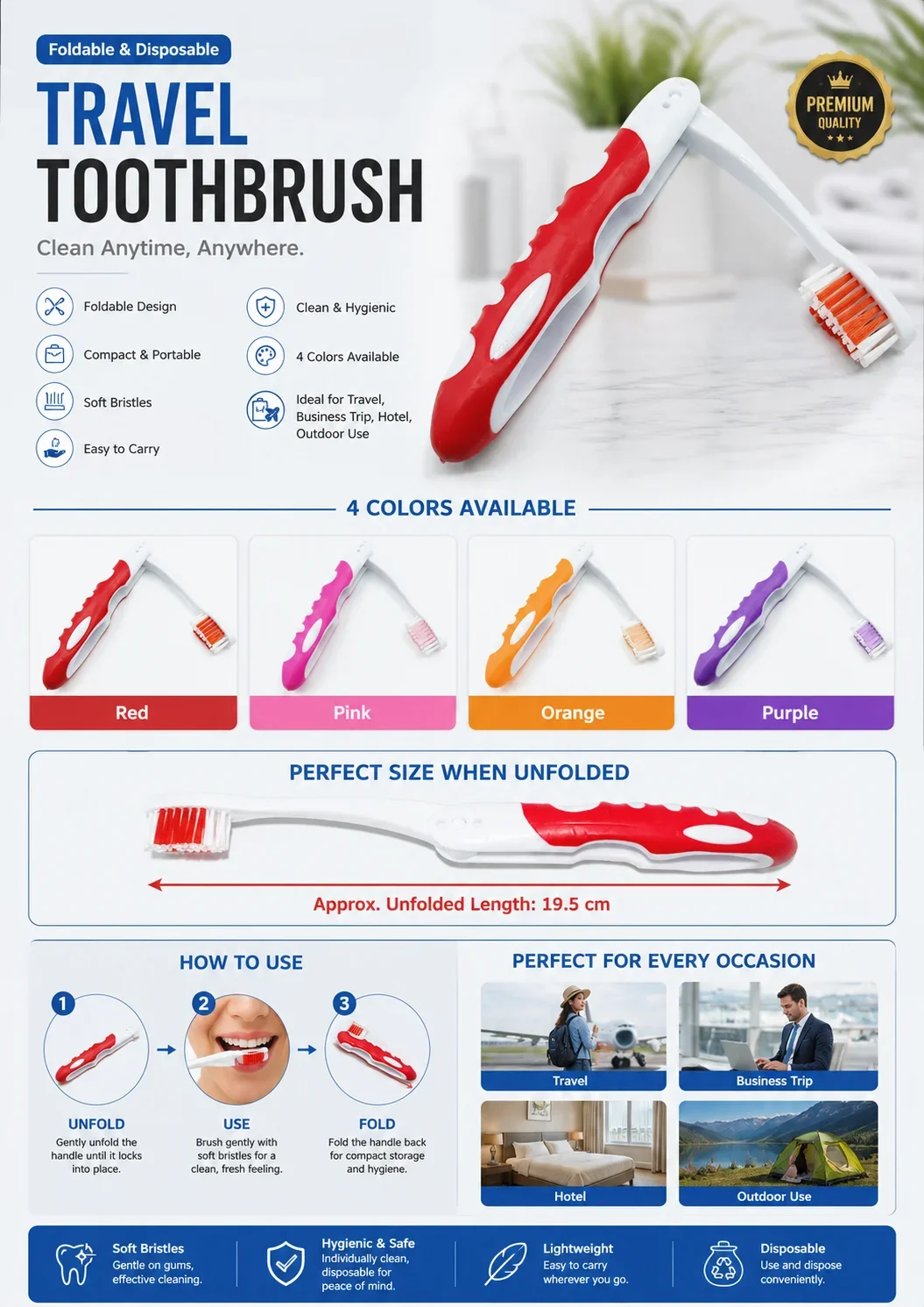 Disposable Toothbrush Soft Gentle Bristles Portable Individually Wrapped Oral Cleaning Brush For Hotel Travel Homestay