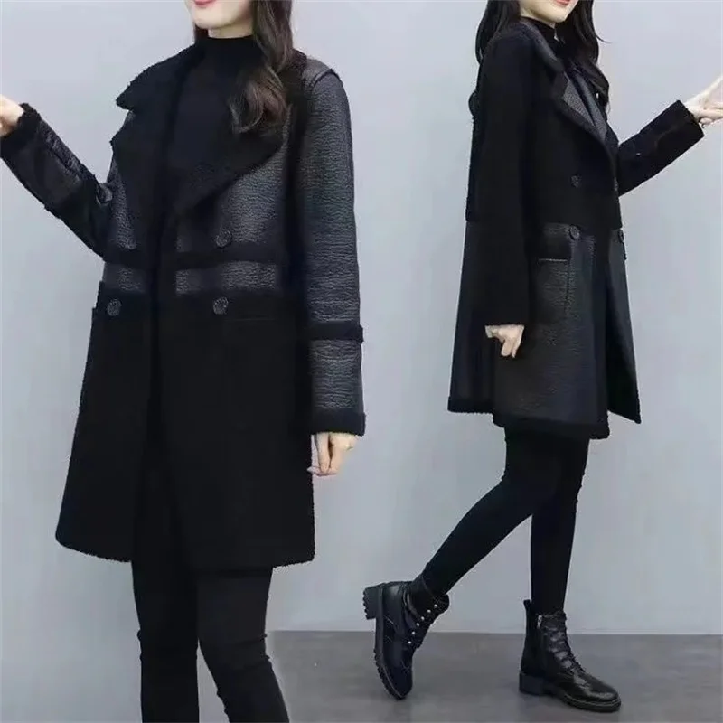 2024 Winter New Women Fur Vest Fat Sister Loose Female Clothing Vintage Velvet Thick Coat Warm Mid-length Waistcoat Wommen WJ438
