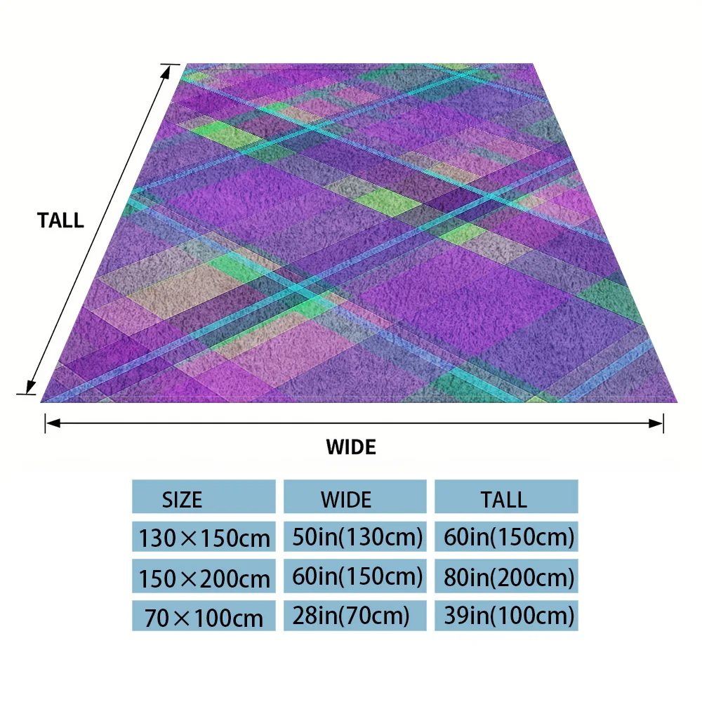 Purple -Plaid Flannel Blankets Are Suitable For Sofas, Men's Room Decorations, Thick And Warm Gifts For Teenagers