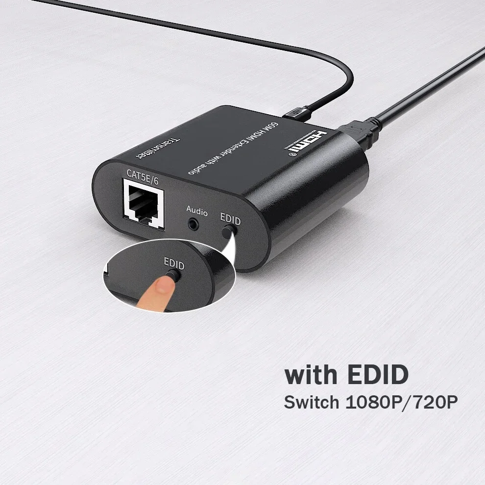 موسع HDMI 1080P 60M مع مستخرج الصوت عبر Cat5e/6 RJ45 كابل إيثرنت HDMI محول استقبال الصوت والفيديو