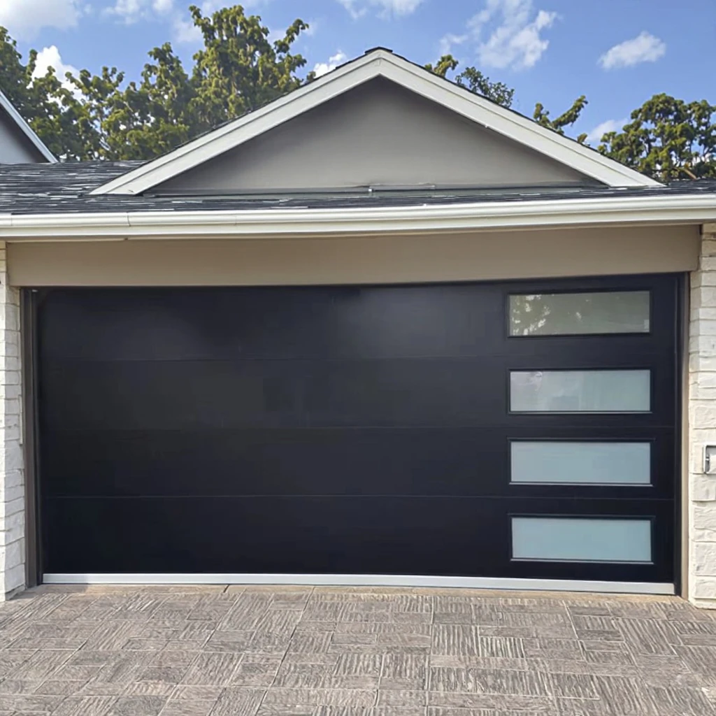 

Waterproof Combination Of Wood And Glass Garage Door Factory Priced Wooden Garage Door