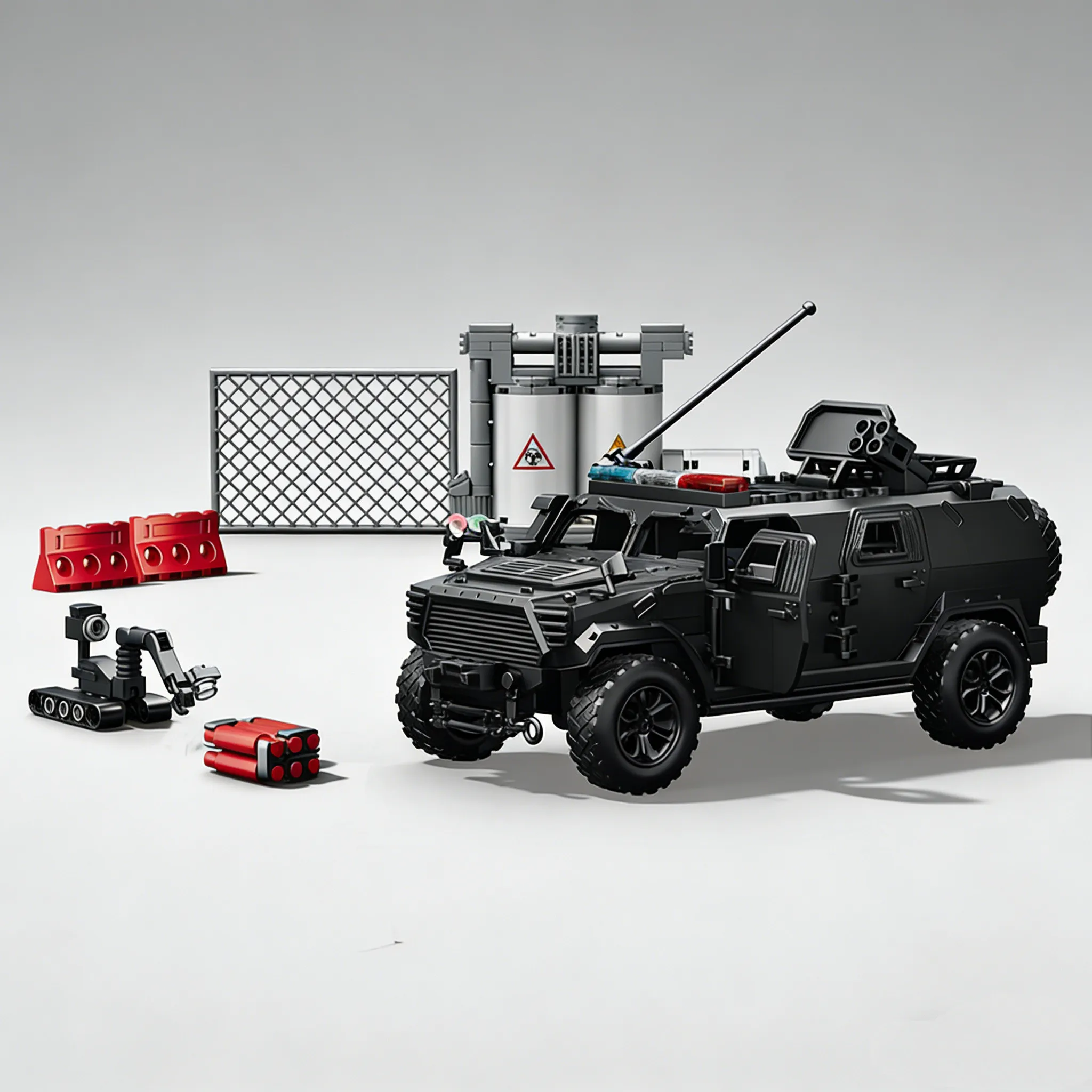 

Urban Military Sword-toothed Tiger Armored Vehicle Special Forces Building Blocks Figure Warrior SWAT Car Boy Assembly Model Toy