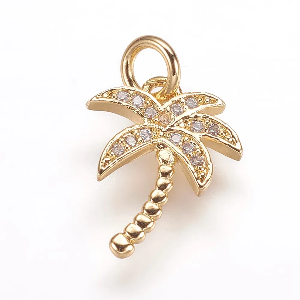 

Pandahall 5pcs Coconut Tree Brass Micro Pave Cubic Zirconia Pendants Charms With Jump Ring For Necklace Bracelet Jewelry Making