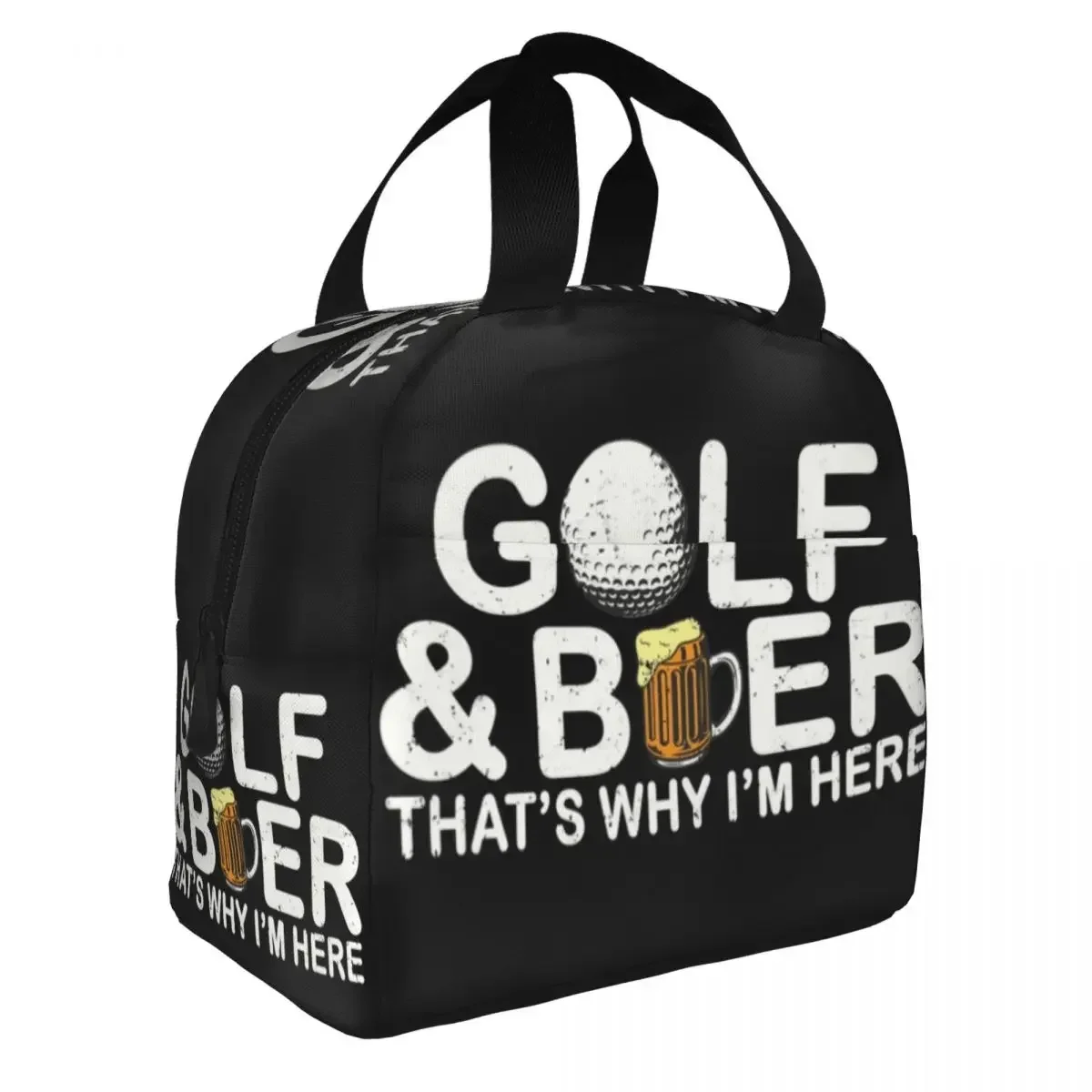 Beer Insulated Lunch Bag for Women Resuable Sports Golfing Golfer Thermal Cooler Bento Box Office Work School