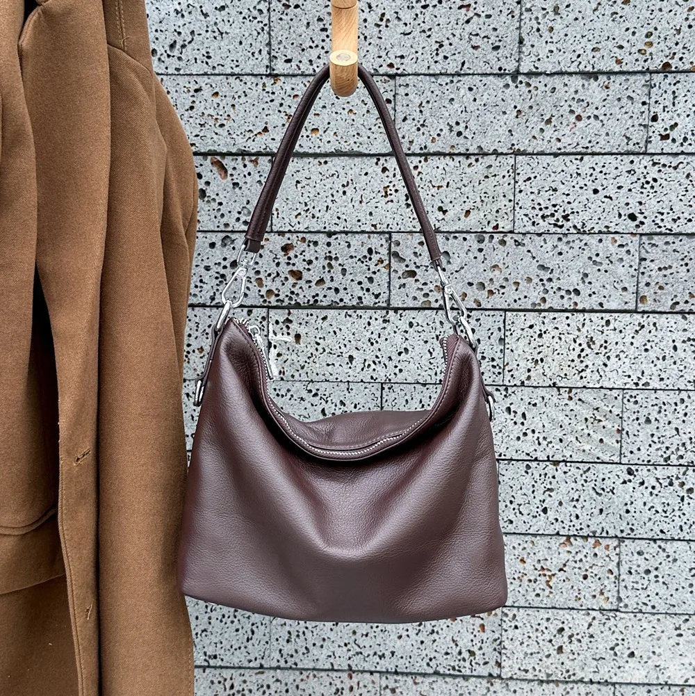 

Женская большая сумка из натуральной кожи | Кожаная сумка-хобо большой вместимости с подтягиванием | Винтажная шикарная кросбоди для работы и поездок на работу