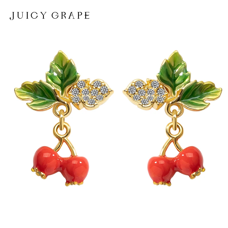 Fruit Earrings for Women s925 Silver Pin Fashion Statement Trendy Enamel Earrings 2024 Fashion Korean Wedding Romantic Jewelry