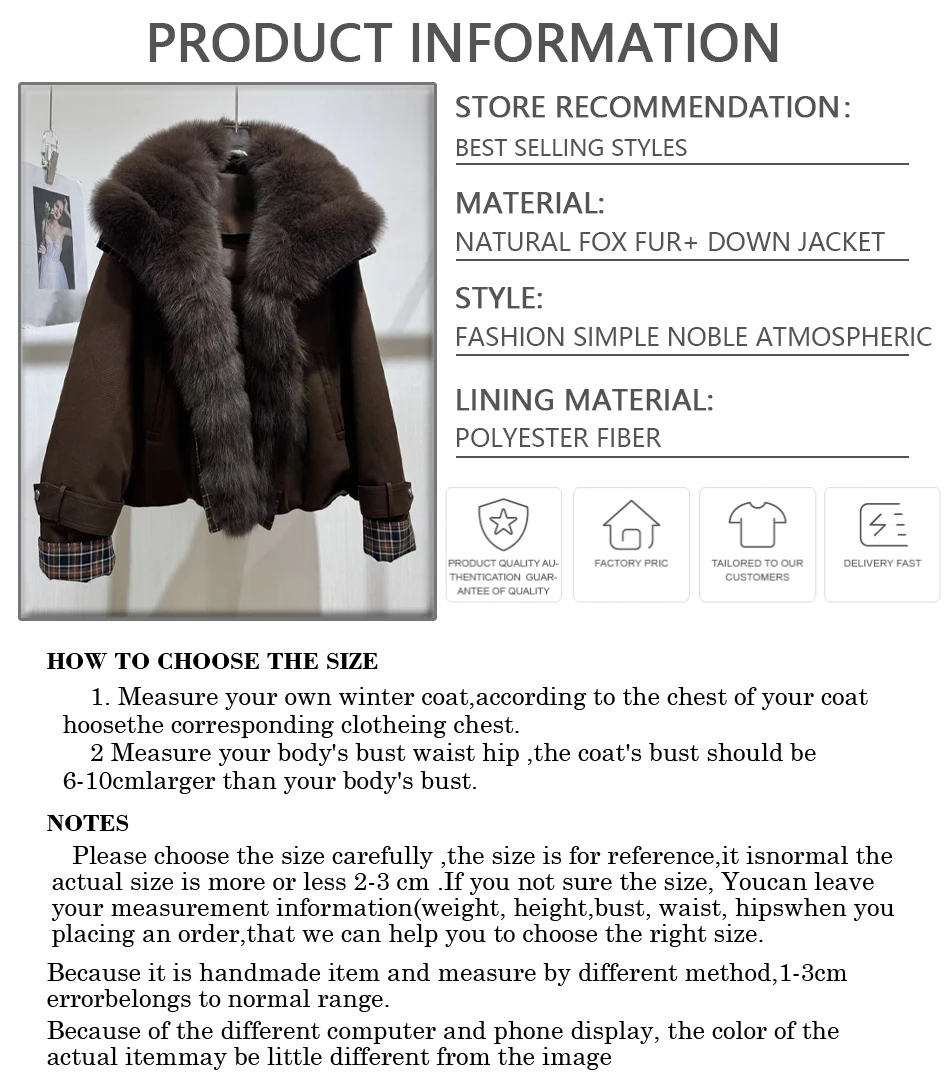 Chaqueta de plumón para mujer con cuello de piel de zorro, chaquetas de invierno cálidas de piel auténtica, abrigo corto de plumón de estilos más vendidos