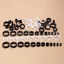 6pcs 3mm-22mm Silicone Flexible Double Flared Flesh Tunnel Soft Ear Plugs Ear Gauges Expander Stretcher Earlets Piercing Jewelry