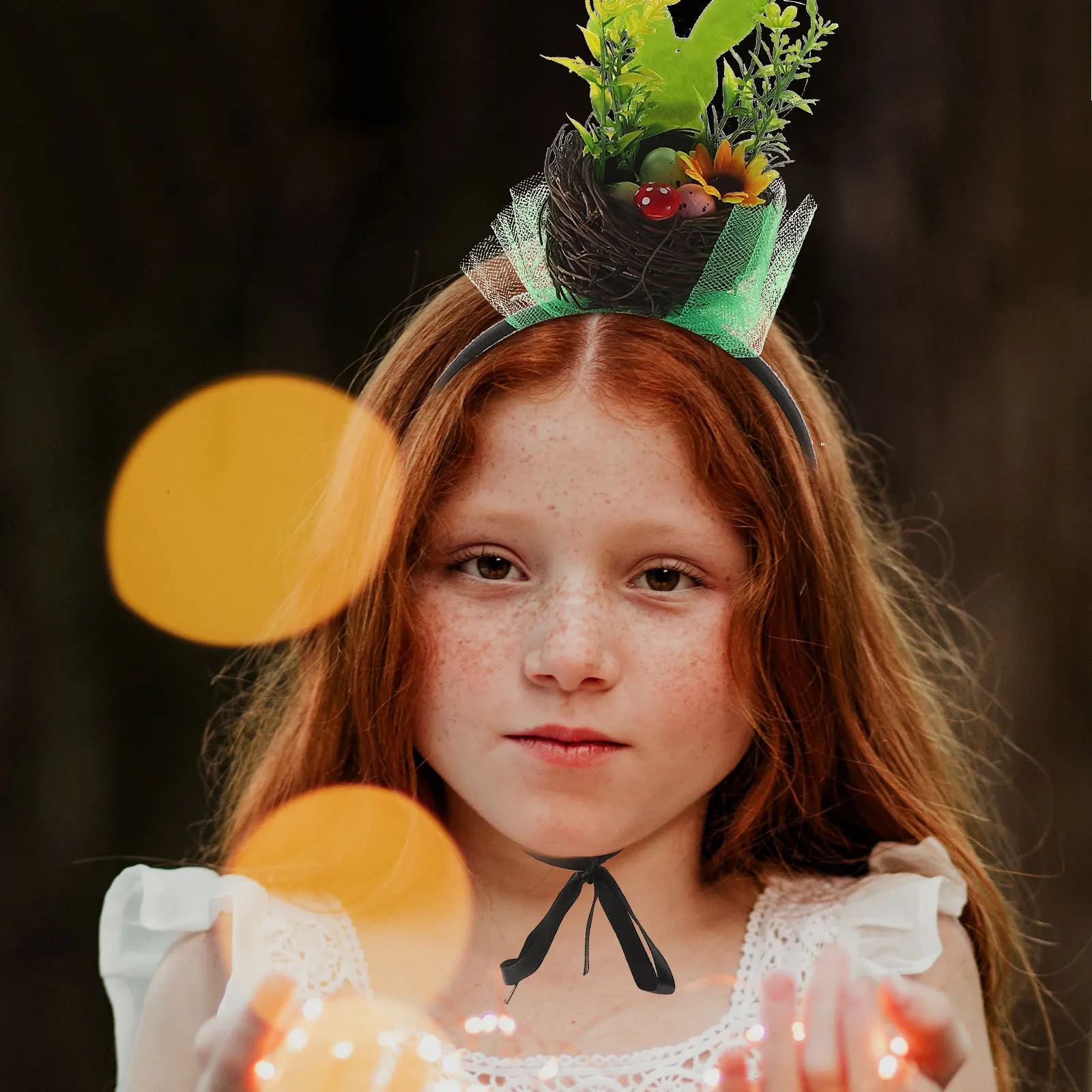 

2Pcs Easter Headbands Bird Nest Style Colorful Artificial Flower Decorative Hairband Easter Party Adjustable Ribbon Hair Hoop