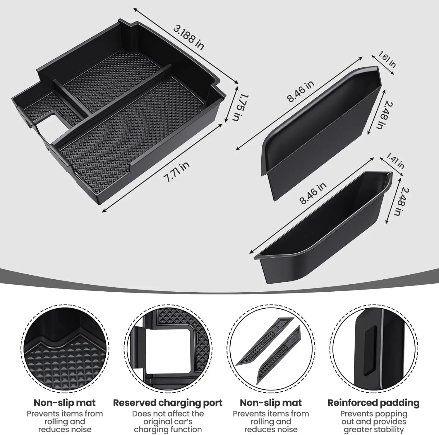 

For Ford Bronco 2025 Car Center Console Organizer Storages Front Rear Door Grab Handle Pocket Storage Box Tray