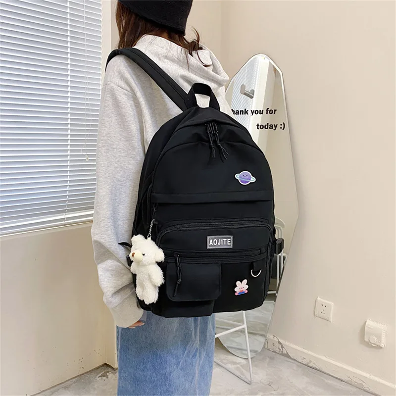 

Large Capacity Black Backpack Women's Bag 2022 Trend Luxury Designer Schoolbag for Girls Outdoor Travel New Female Backbags