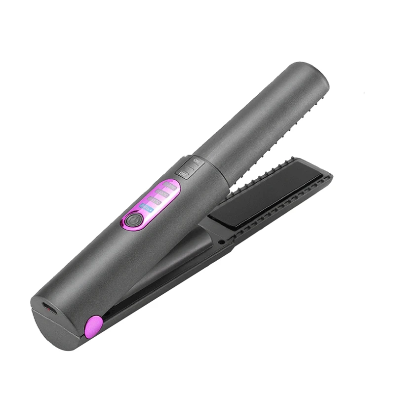 Cordless Hair Straightener, Flat Iron 2 In 1, Portable With USB-C Rechargeable 5000Mah Battery, Ceramic Plate Durable Grey