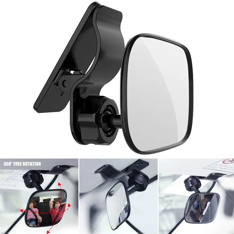 Car Baby Rearview Mirror Adjustable Reverse Blind Spot Facing Back Rear View Seat Convex Mirror Clip on Car or Truck Sun Visor