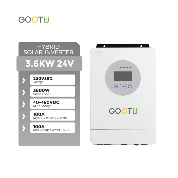 Gootu EU Warehouse 3600W 4200W 24 Volt Pure Sine Wave 220V 230V 240V Solar Power Inverter Charger 24V Hybrid Solar Inverter