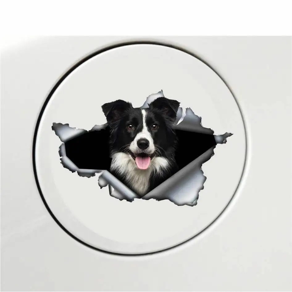 Funny Pet Dog Decal BORDER COLLIE 3D Torn Car Sticker Original Design Car Trunk Bumper Decoration Custom Vinyl Decal