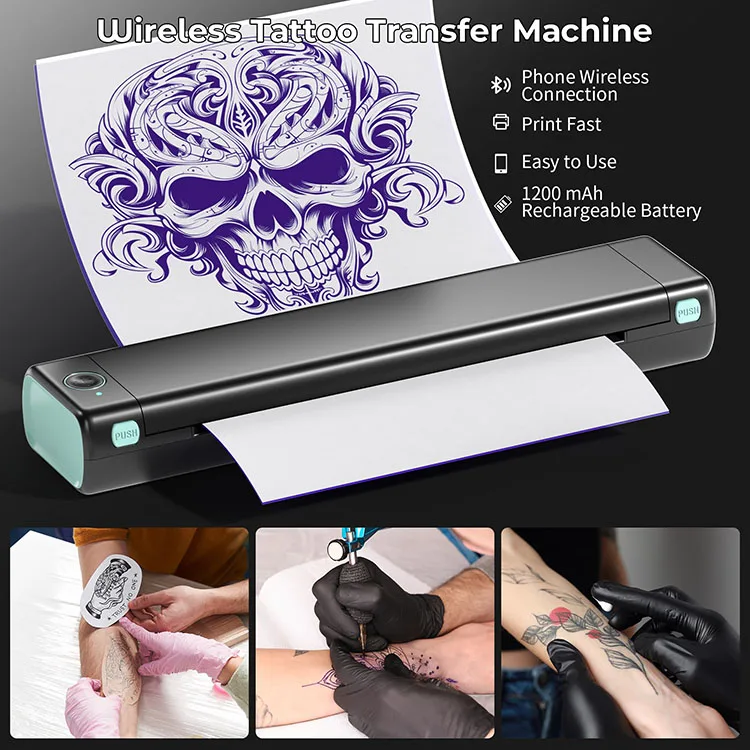 Portable A4 Thermal Wireless Tattoo Stencil Copier Transfer Machine Made Durable Plastic Stainless Steel For Temporary Stencil