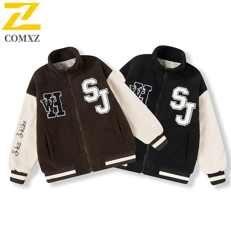 

COMXZ Мужская хлопковая стеганая куртка в гонконгском стиле с воротником-стойкой, теплая флисовая зимняя куртка, повседневная прогулка, большой размер, дизайнерское стеганое пальто