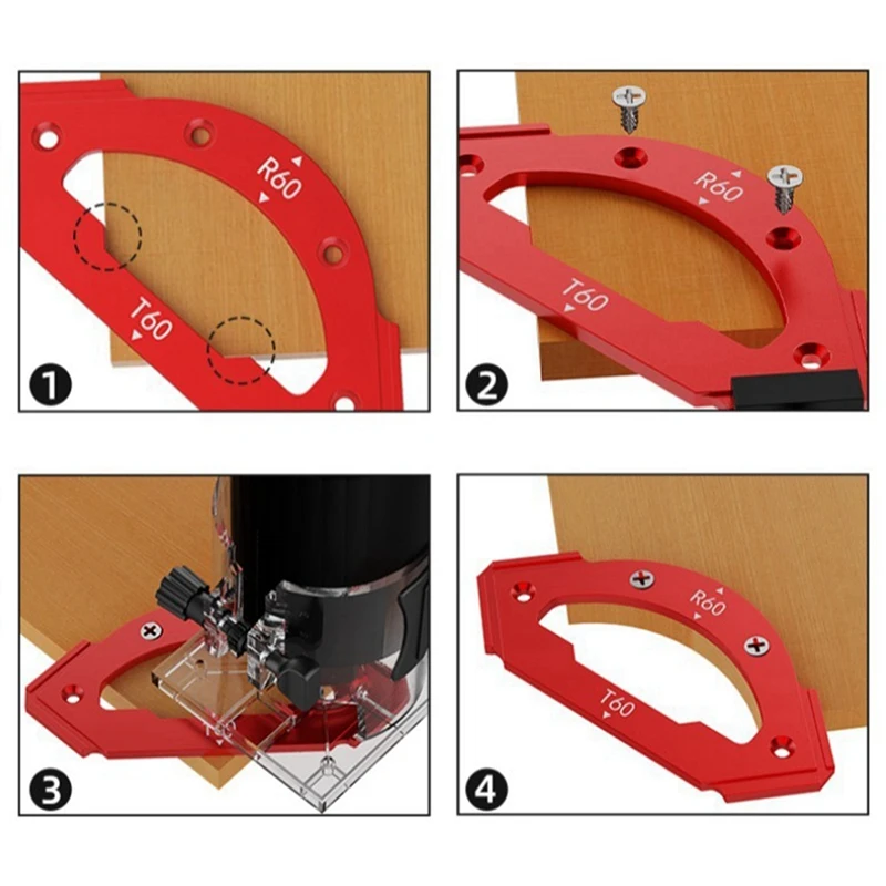 Woodworking Inner/Outer Corner RT Gauge Electric Router Cutting Fillet Template Wood Board Chamfering Positioning Mold