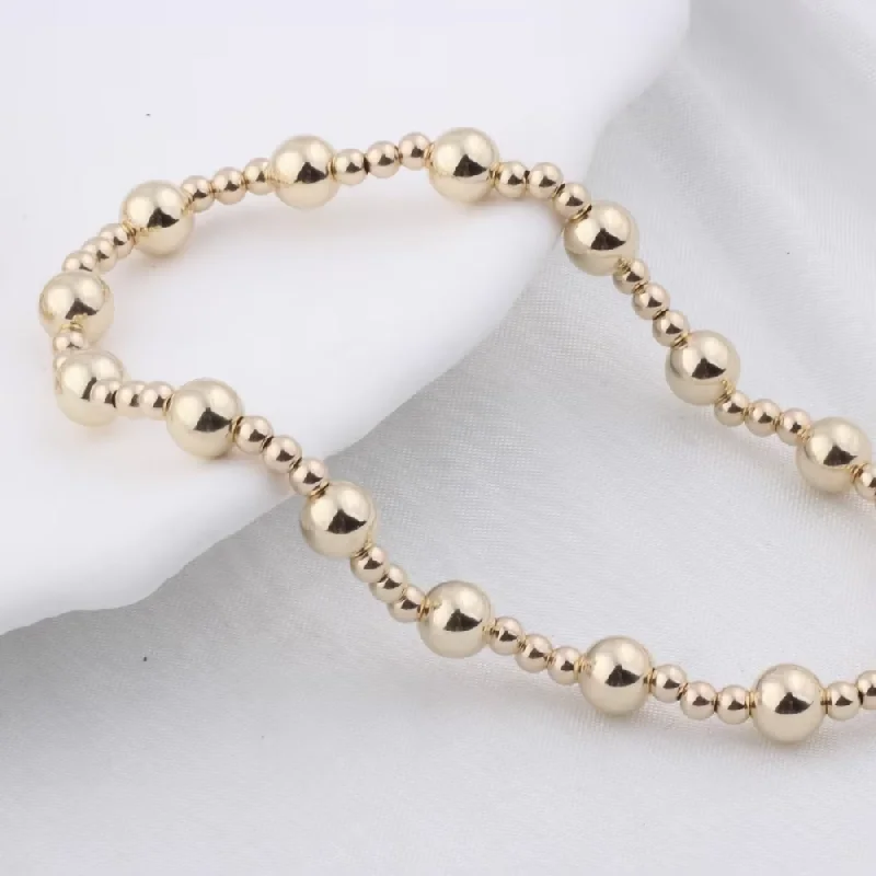 No Fade No Rust 14K Gold Filled 2.5:5mm Seamless Ball Beads Handmade Stretch Bracelets For