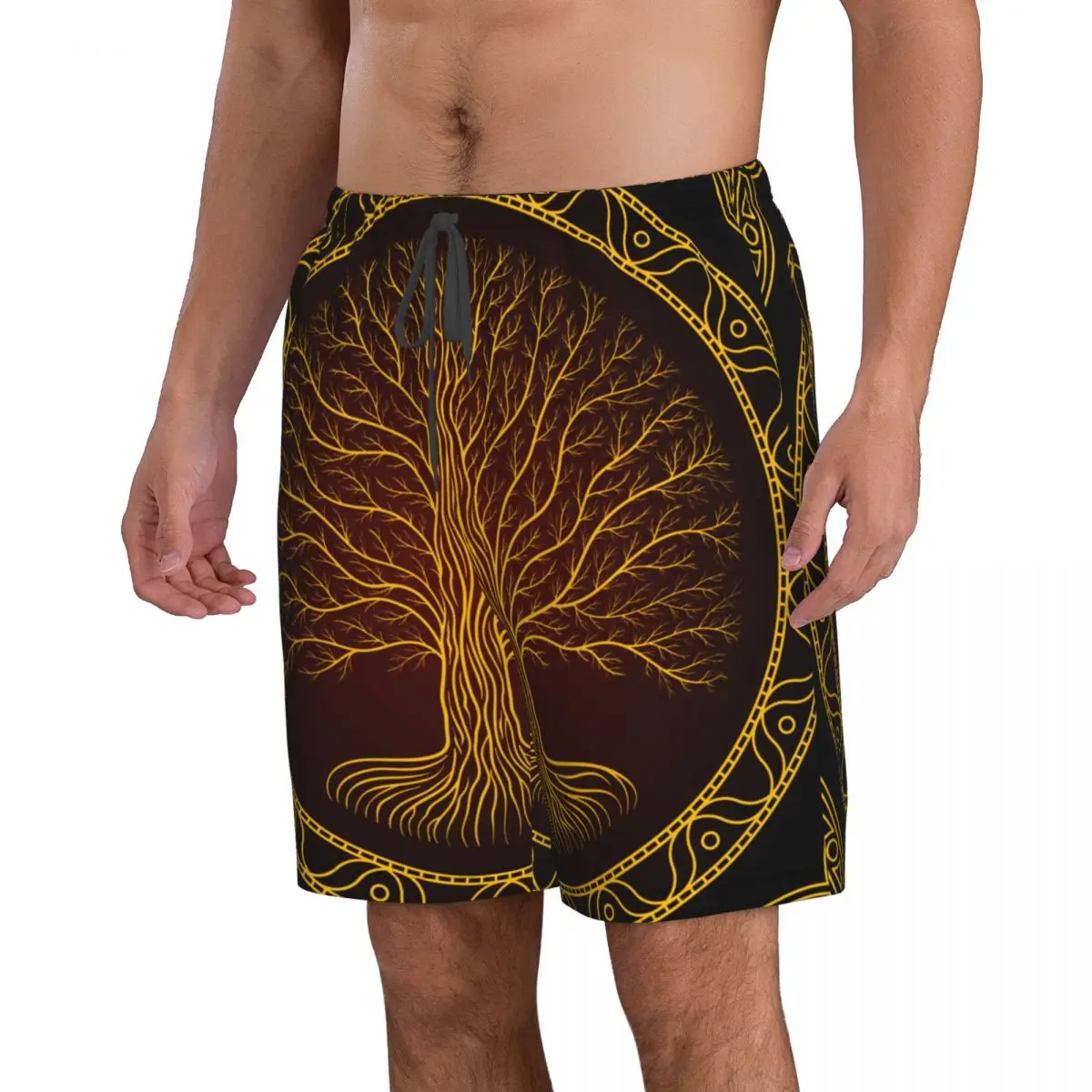 Quick Dry Summer Mens Beach Board Shorts Briefs For Man Swim Trunks Beachwear Yggdrasil Tree Of Life