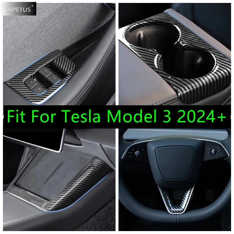 

Car Steering Wheel / Window Glass Lift / Central Box Strip / Water Cup Decor Panel Cover Trim Accessories For Tesla Model 3 2024