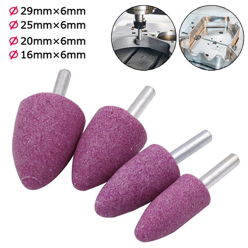 

6mm Shank Red Corundum Conical Grinding Head For Metal Polishing And Rust Removal Polishing Head Wheel Head Abrasive Tools