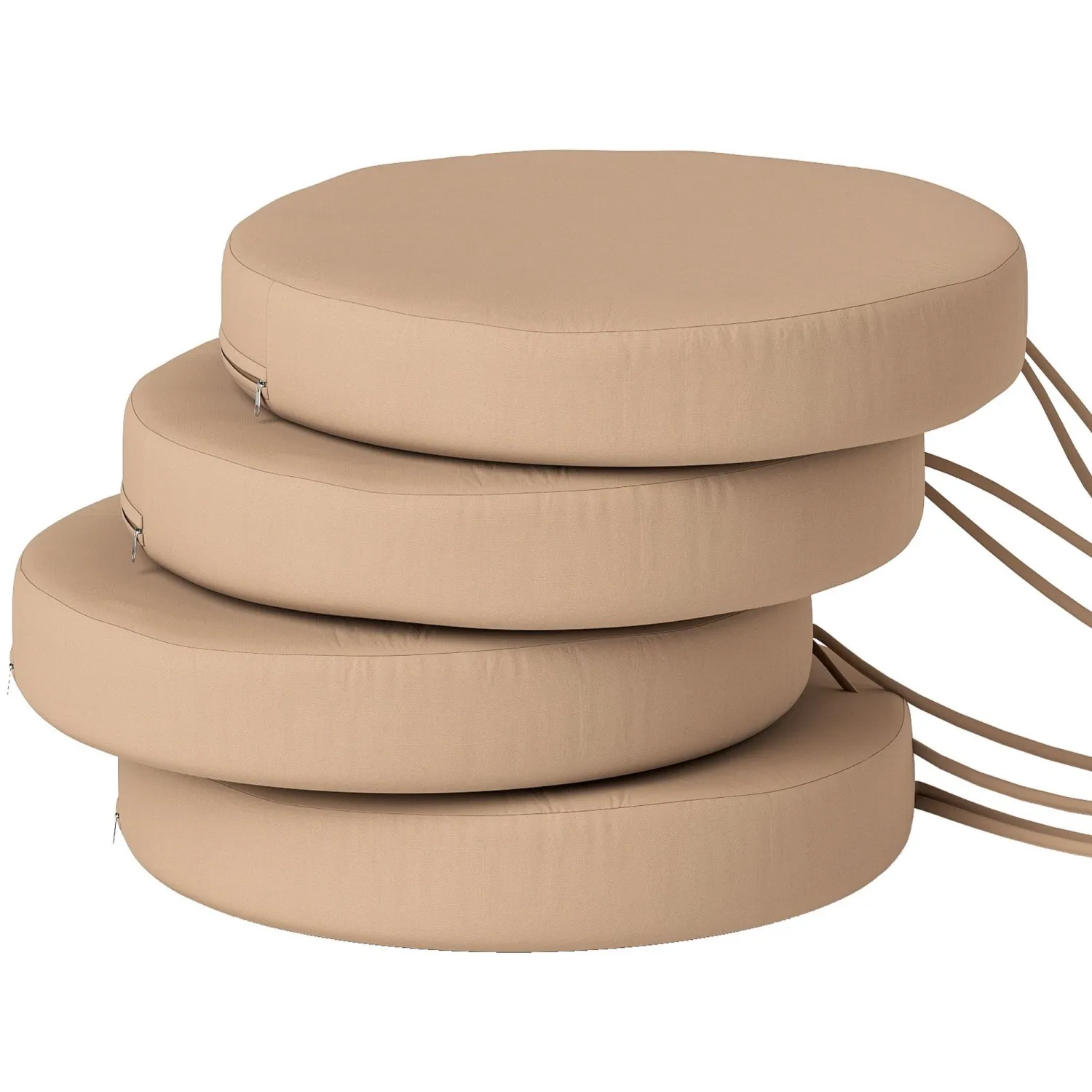 

Набор подушек для стульев Outsunny для патио из 4 круглых подушек для сидений для обеденных стульев-бистро, можно стирать в машине, 15 x 15 x 3 дюйма, хаки
