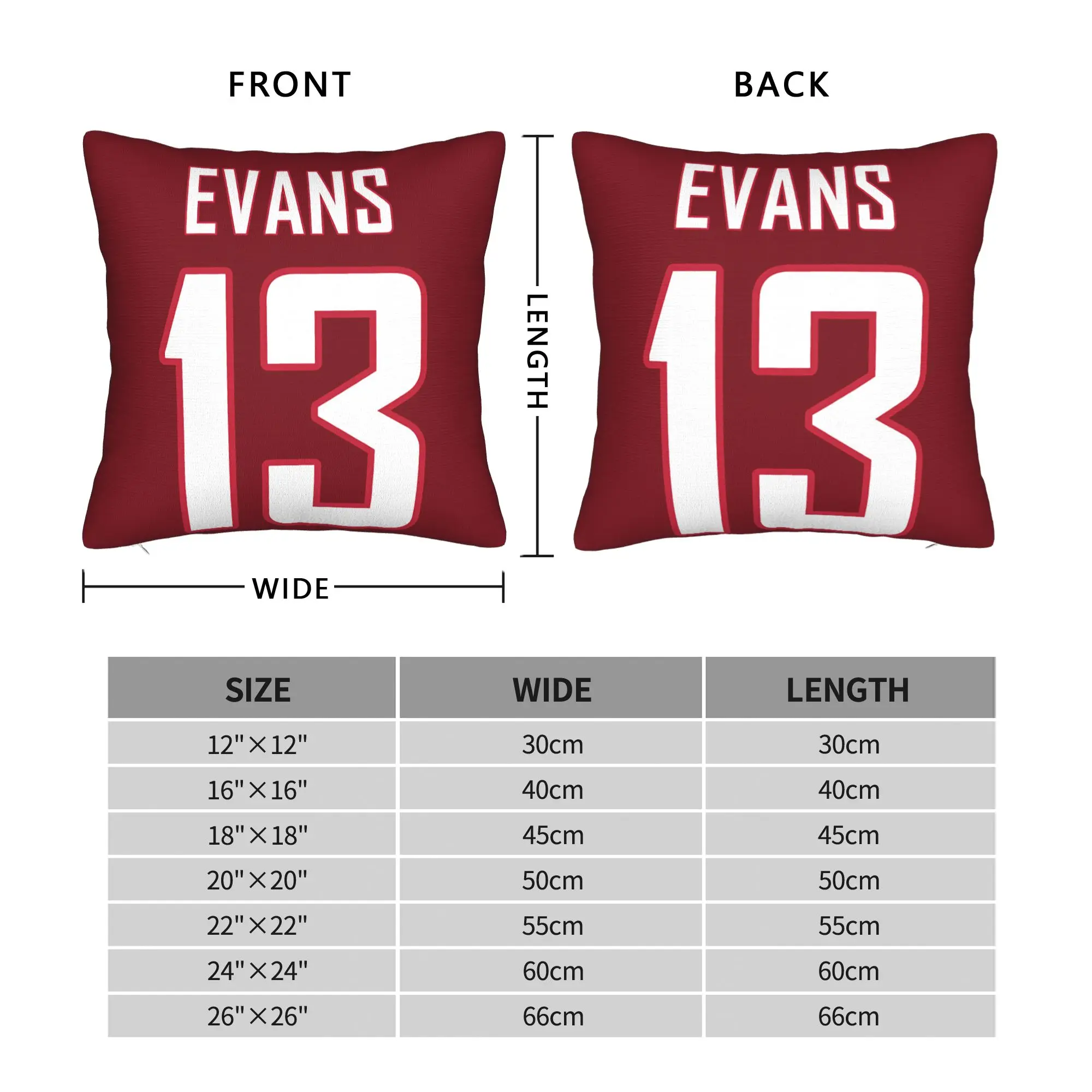 Mike Evans Number 13 Square Pillow Case Rugby Football Cushion Cover Vintage Zippered Decor Pillowcase for Home 40*40cm