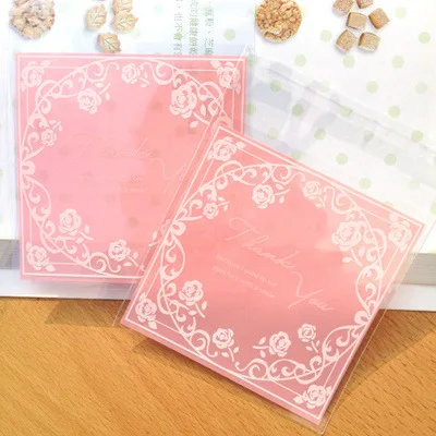 about 95~100pcs/bag Pink Rectangle OPP Cellophane Bags