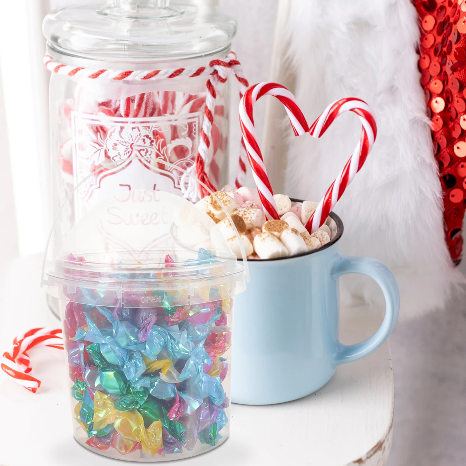

5 Pcs Buckets with Lids Popcorn Plastic Food Safe Clear Storage Snack Containers