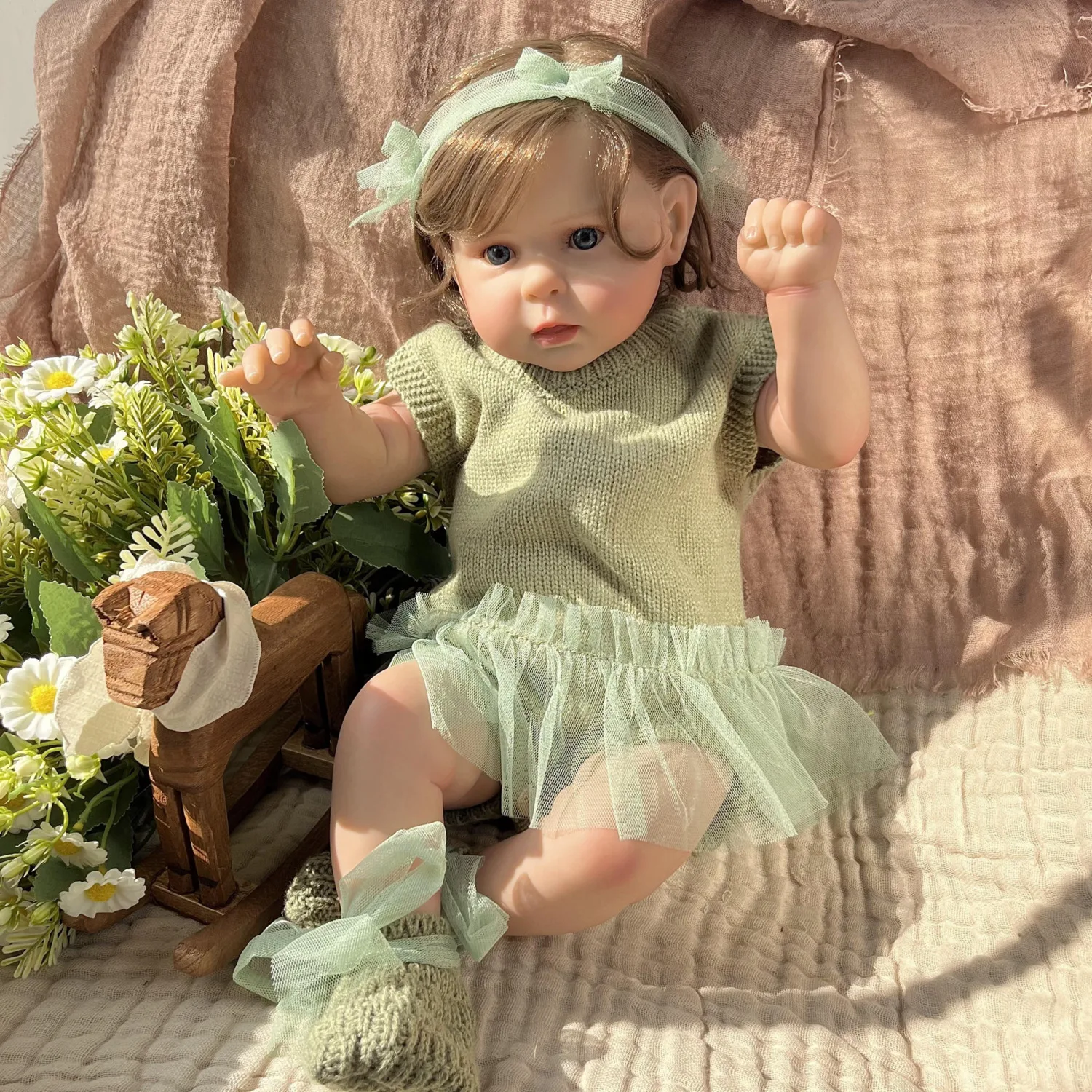 Poupée Bébé Reborn Réaliste BZDOLL 50 CM 20 POUCES Corps en Tissu Douce Jouet pour Fille Poupée à Peau 3D Adorable Princesse Tout-Petit Cadeau d'Anniversaire