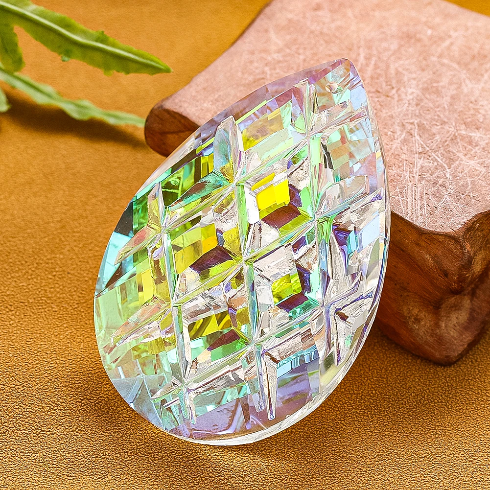 75mm 3D Faceted Grid Crystal Sun Catcher Hanging Decor Sunshine Lightcatcher Colorful Glass Prism Drop Rainbow Maker Car Pendant