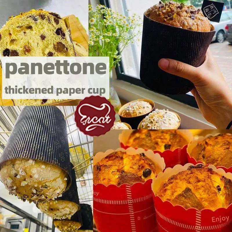 Panettone molde de bandeja de papel, horno de vapor, embalaje de cartón de pastel de pan, taza de papel italiana resistente a altas temperaturas, navidad