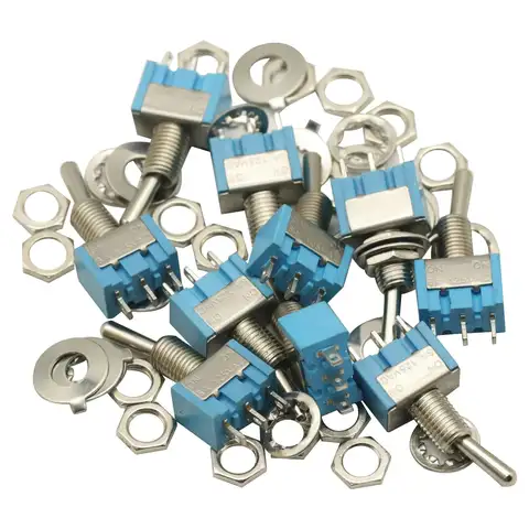 10Pcs DIY Toggle Switch ON-OFF-ON / ON-OFF 3Pin 3 Position Latching MTS-103 MTS-102 AC 125V/6A 250V/3A Power Button Switch Car