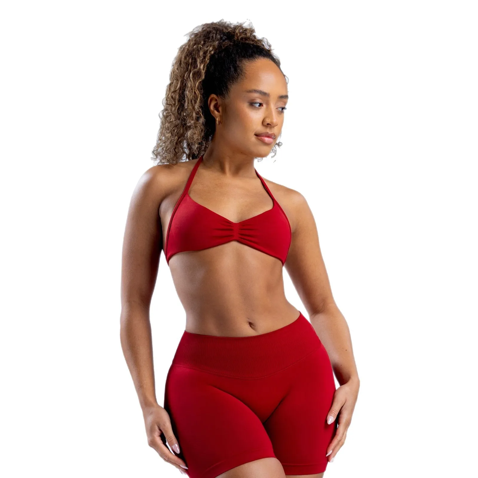 

European and American Yoga Clothes Set Neck Bra Yoga Shorts Set Fashion Nylon Sports Fitness Yoga Clothes