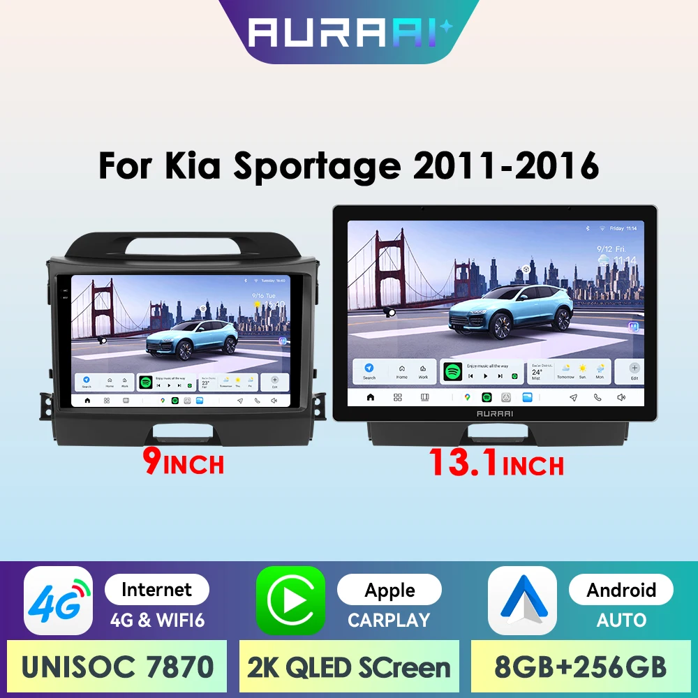 Autoradio Android Hizpo 2Din per KIA Sportage 3 2011- 2016 4G BT GPS RDS DSP Auto CarPlay 360 ° Schermo intelligente CAM AURAAI X100