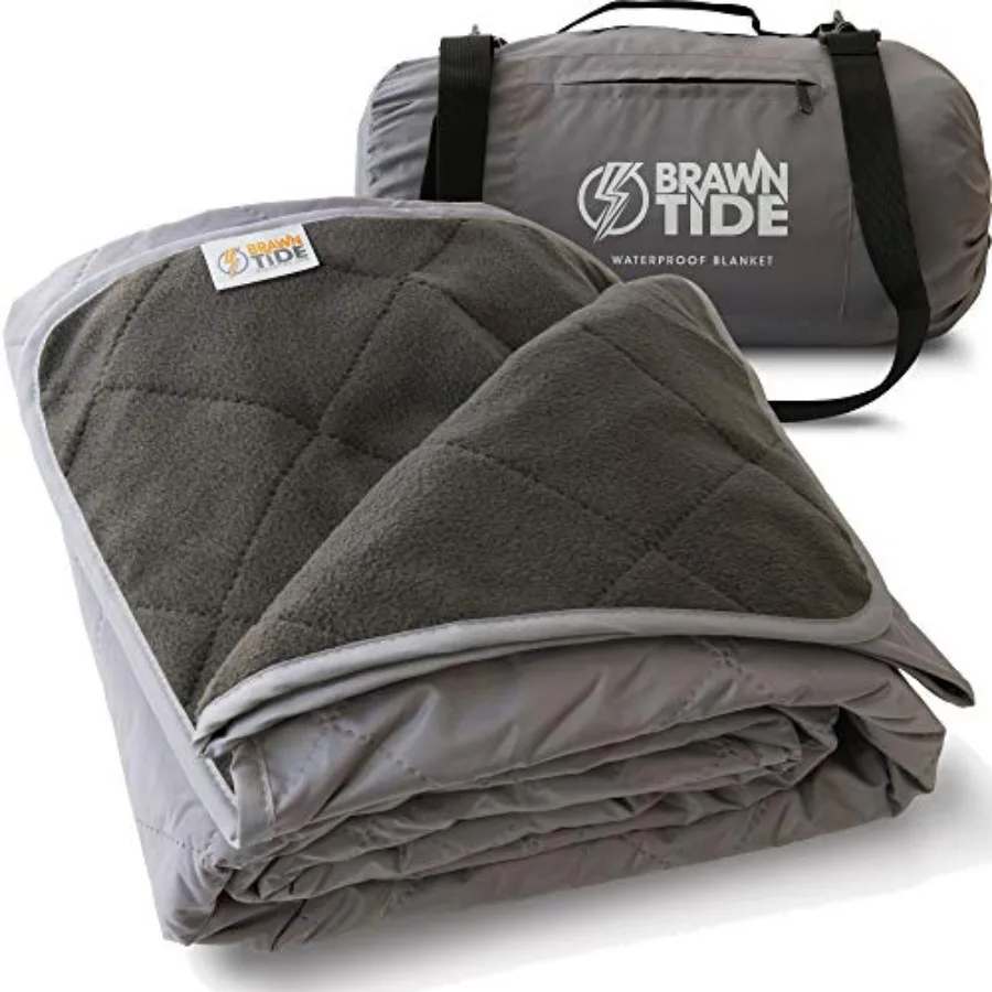 

Large Outdoor Waterproof Blanket - Extra Thick Fleece, Warm, Windproof, Sandproof, Quilted, 82" x 55", Ideal for Beaches, Picni