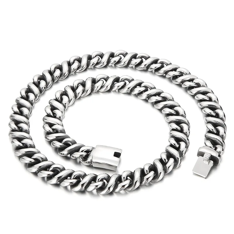 

Punk Rock Stainless Steel 8 Shape Infinity Cuban Link Chain Necklace For Men Rapper Jewelry Silver Color Never Fade