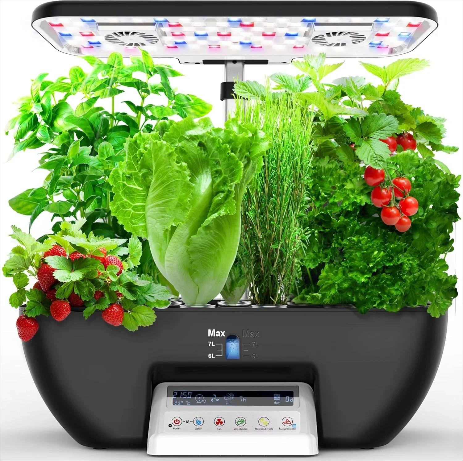 

Hydroponics Growing System Kit, 17 Pods Herb Garden with 102 28W Full-Spectrum Grow Lights & 2 Fans, 10L(Black & White)