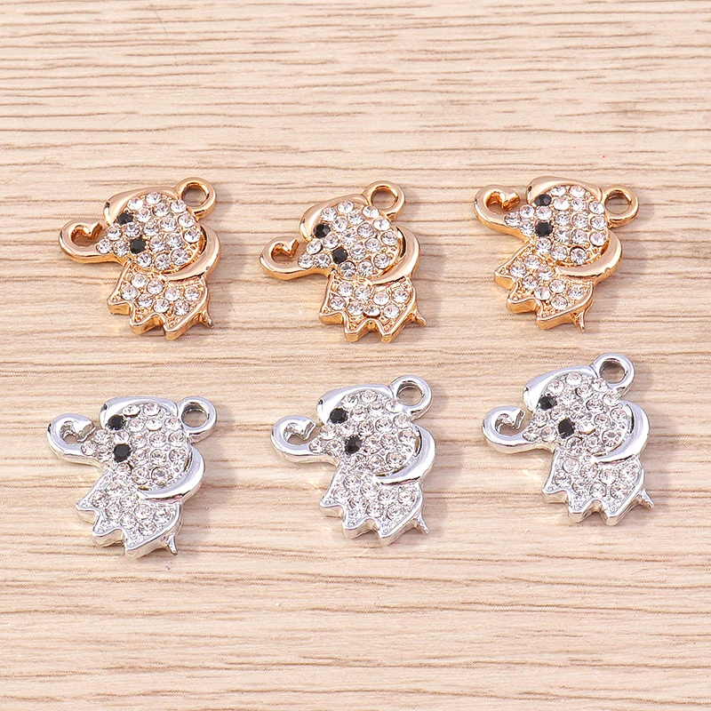 Tusember 10 Uds. De dijes de elefante de cristal de 15x16mm para hacer joyería, pulseras hechas a mano, collar, pendientes, manualidades DIY, colgantes de animales