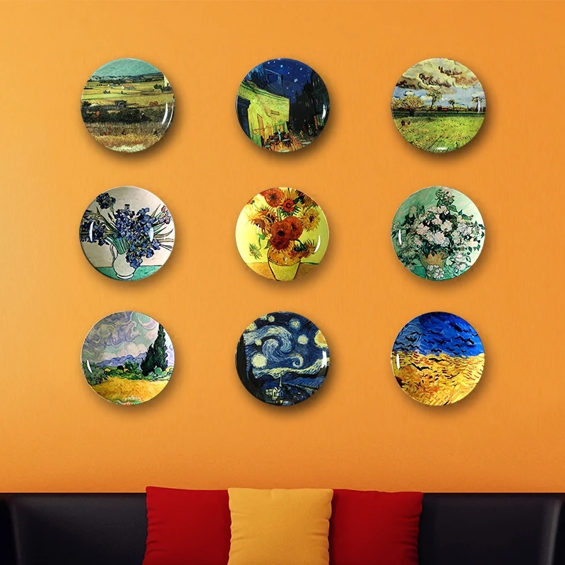 Imagem -03 - Van Gogh Parede Pendurado Placas Decorativas Decoração de Casa Placa Cerâmica Artística Platos Decorativos para Colgar com Ganchos Pendurados