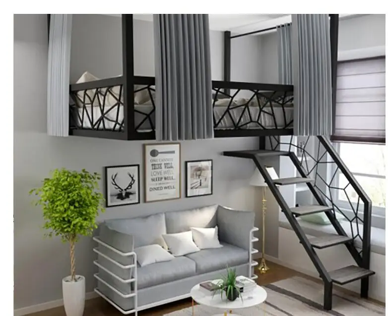 

Hammock loft loft bed bed bed under empty iron hanging bed duplex second floor bed small unit loft bed