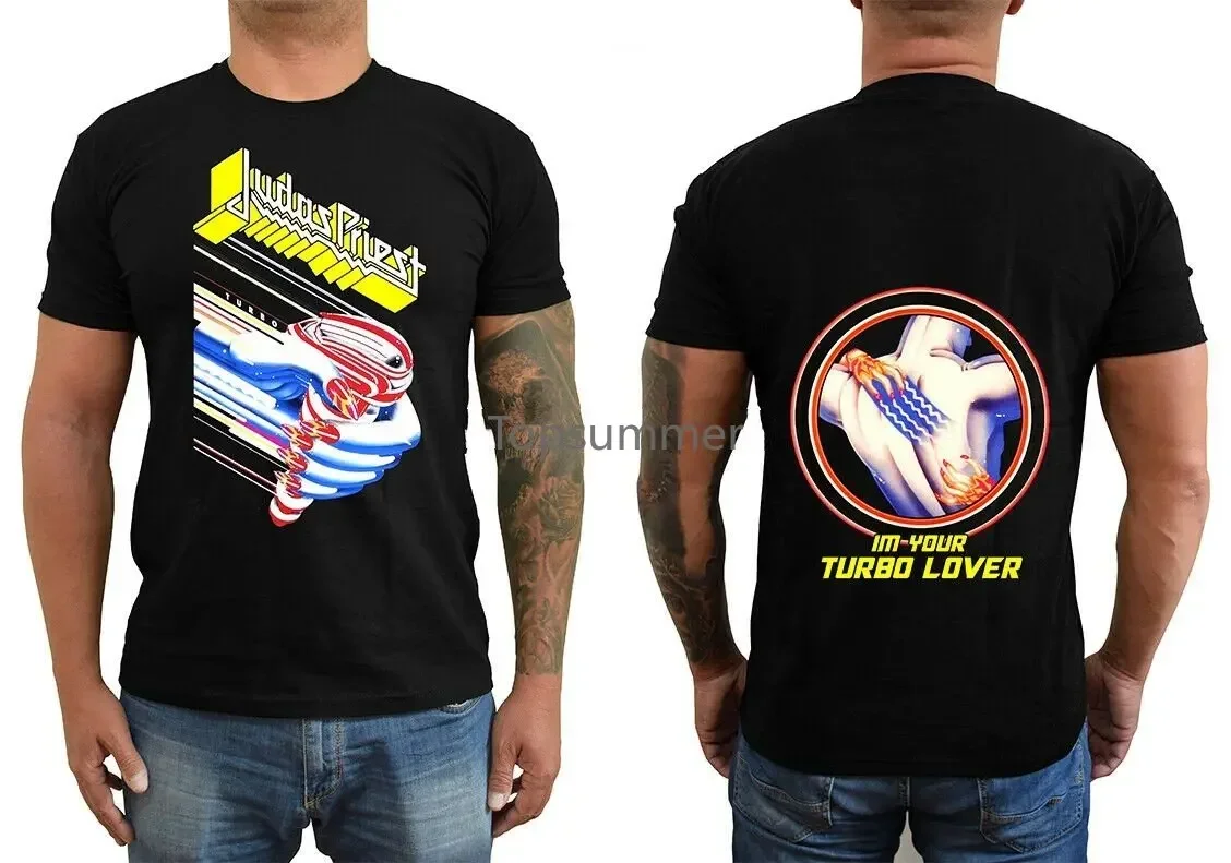 Judas Priest Turbo Ver. 1 Band Album Cover Hard Two-Sided T-Shirt (Black) S-5Xl