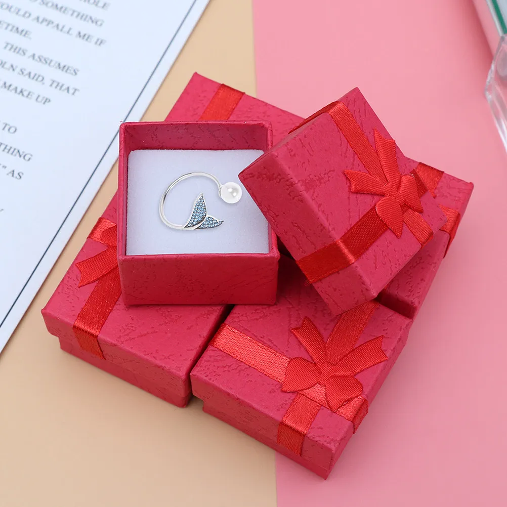 12Pcs Stylish Bowknot Present Box Set Jewelry Storage Case Elegant Compact Design for Rings Ear Studs Small Gifts Travel
