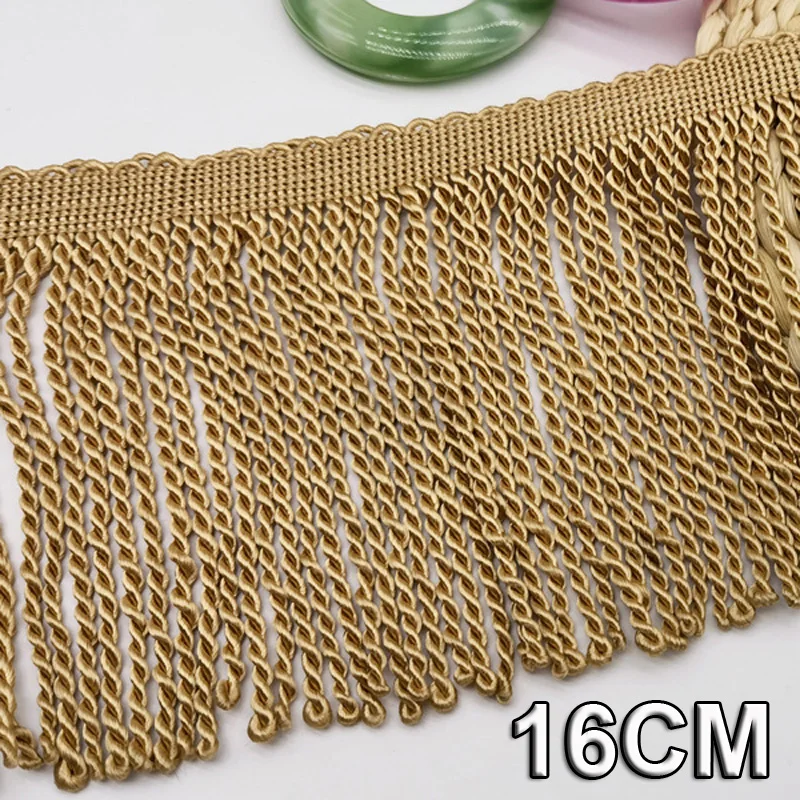 2Yards/Lot 16cm Twist Tassel Trim Cord Gold Rope Fringe Lace Home Decoration DIY Wedding Dress Crafts Sewing Accessories